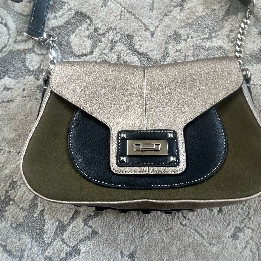 Stylish Olive and Black leather Lancaster bag